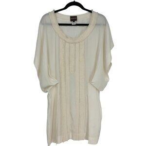 Sachin + Babi for Ankasa Cream Oversized 100% pleated Silk Tunic mini  dress SP